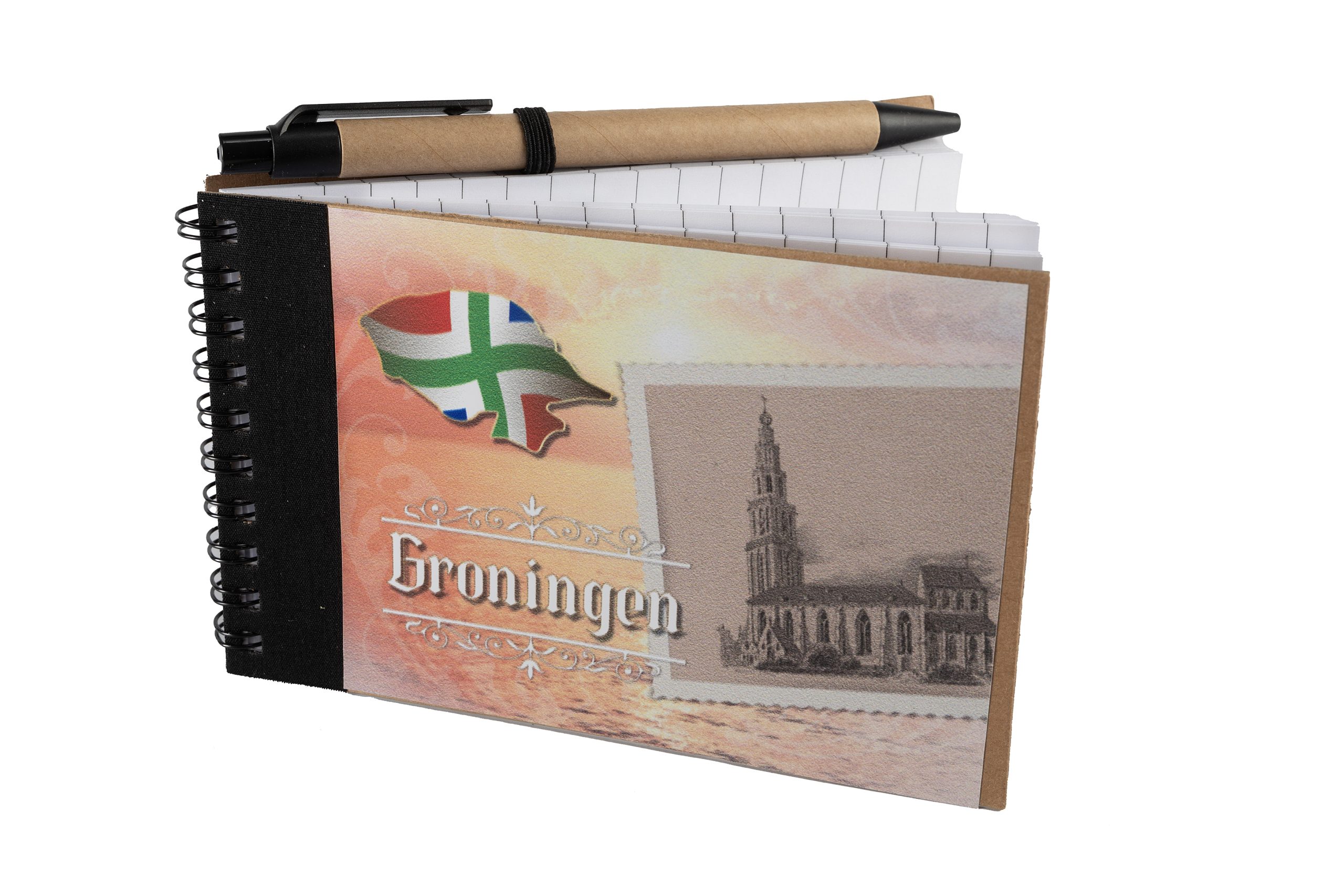 NOTITIE BLOKJE GRONINGEN Notitieboekje ECO met pen + afb. Vlag/Martinitoren - Afbeelding 1
