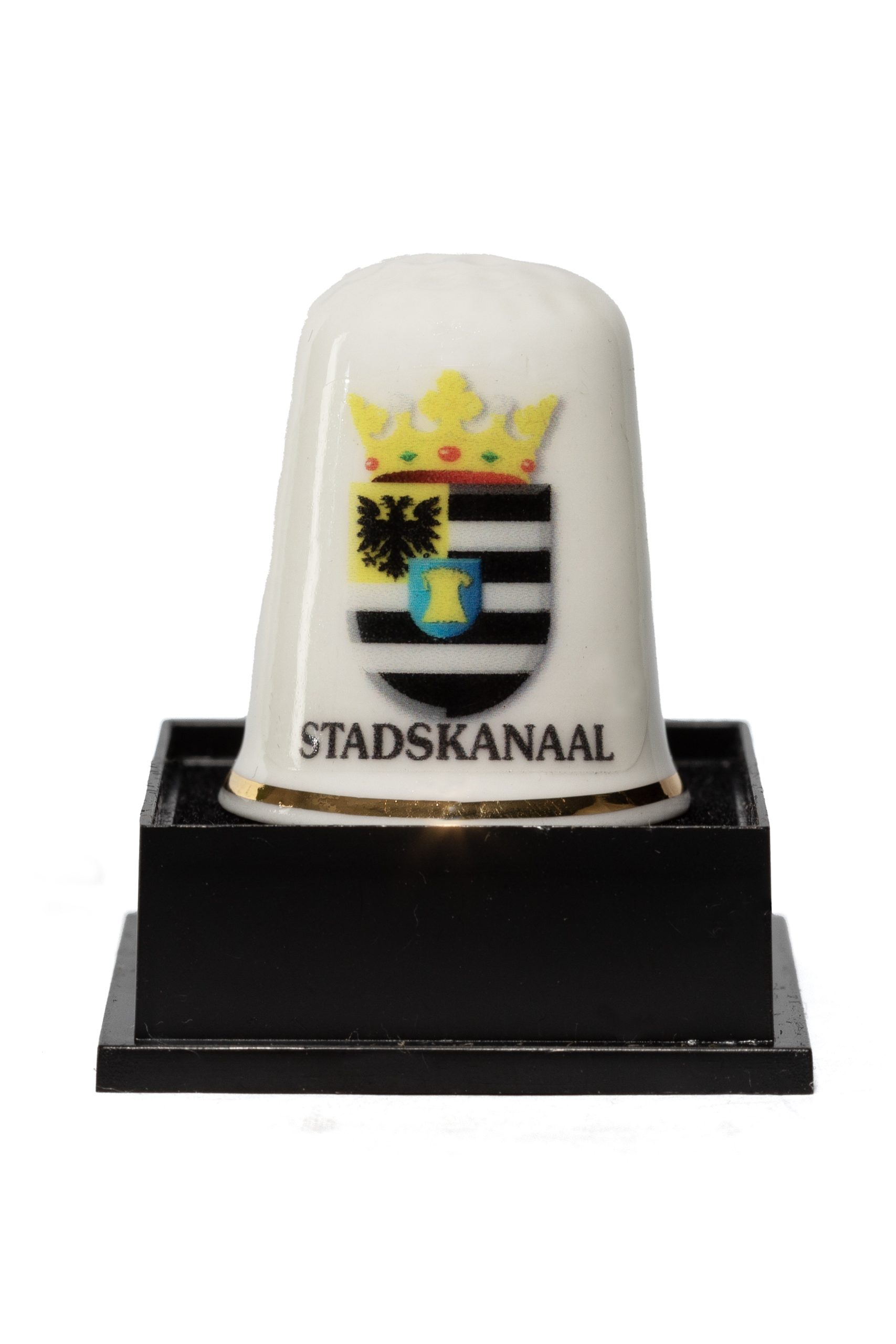 VINGERHOEDJE STADSKANAAL Vingerhoed wapen Stadskanaal in doosje - Afbeelding 1
